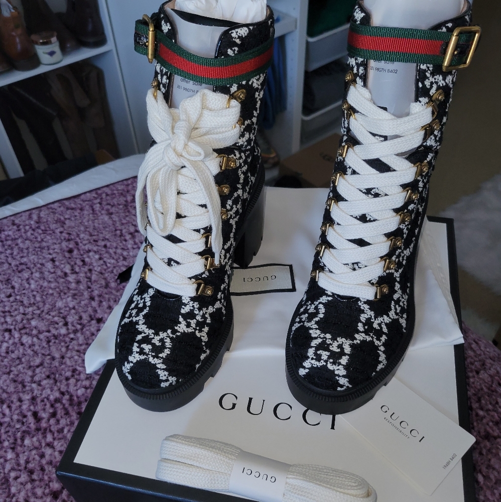Black/White Gucci boots